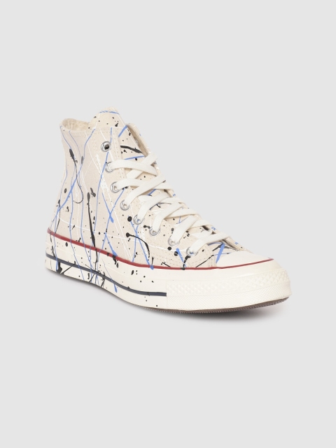 

Converse Unisex Off White Printed High-Top Sneakers