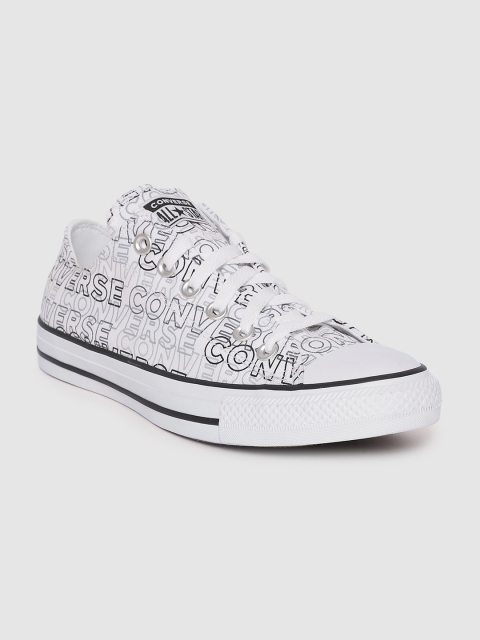 

Converse Unisex White & Black Printed Sneakers