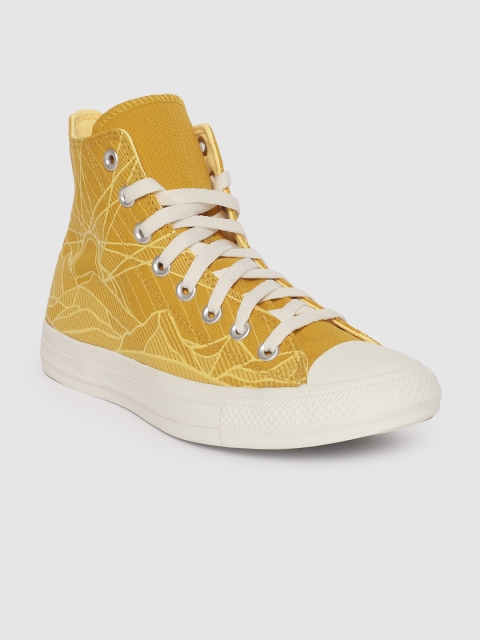 

Converse Unisex Yellow Printed Mid-Top Sneakers