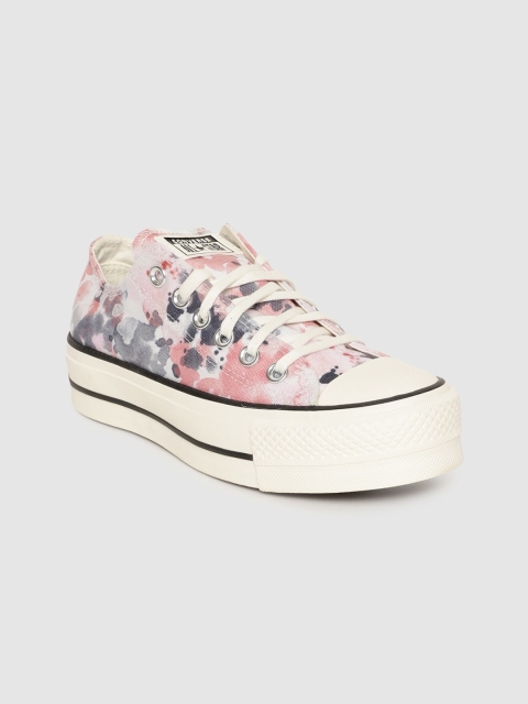 

Converse Women Off White & Pink Printed Sneakers