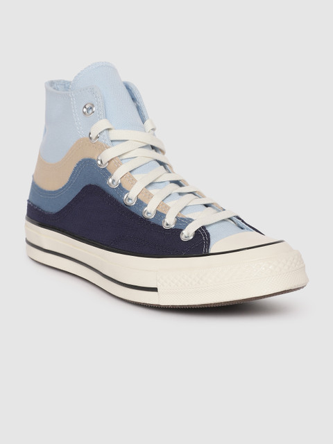 

Converse Unisex Blue & Beige Colourblocked Mid-Top Sneakers