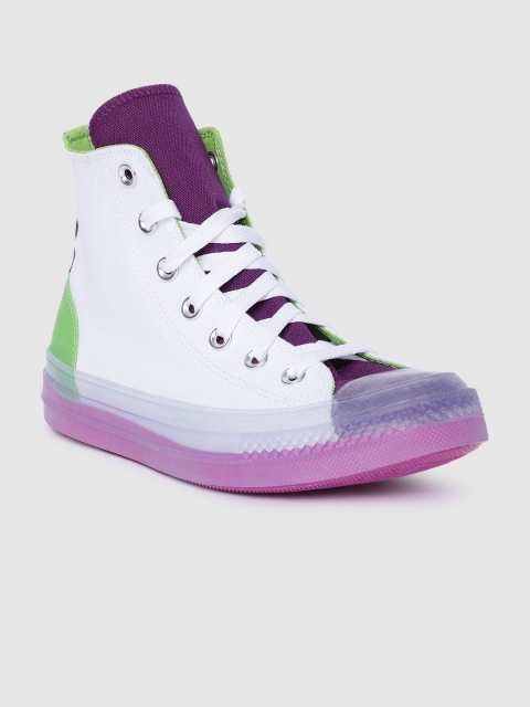 

Converse Unisex White & Purple Colourblocked Sneakers