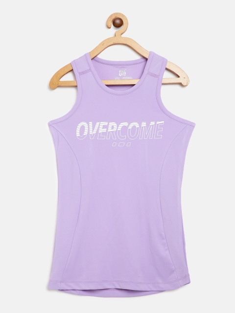 

HRX By Hrithik Roshan U-17 Girls Lavender Solid Lycra Rapid-Dry Active Tshirt