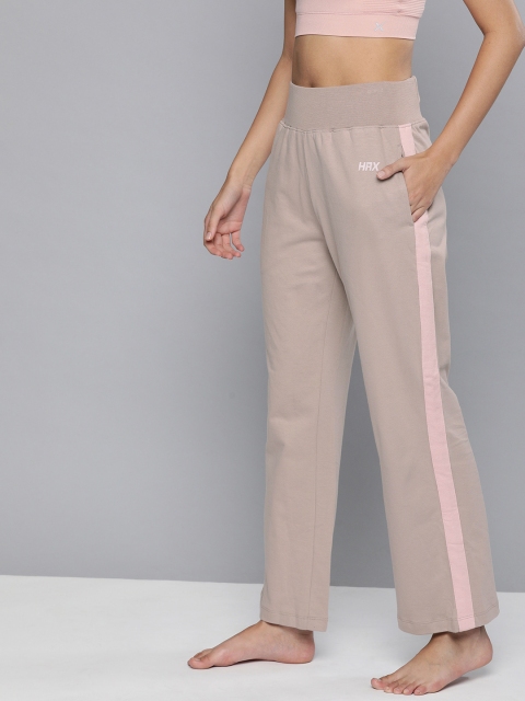 

HRX by Hrithik Roshan Women Mauve Solid Organic Cotton Yoga Track Pants with Side Stripes