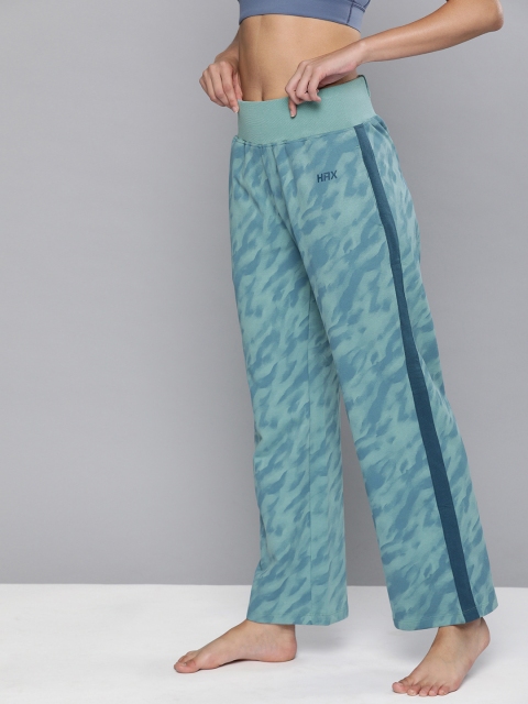 

HRX by Hrithik Roshan Women Turquoise Blue Printed Organic Cotton Yoga Track Pants