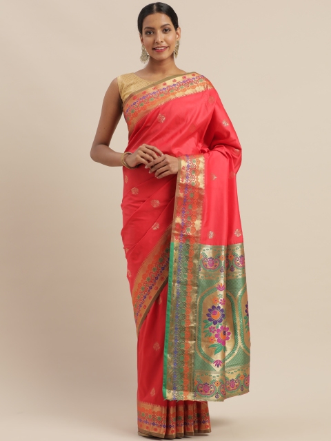 

GoSriKi Red Silk Blend Woven Design Banarasi Saree