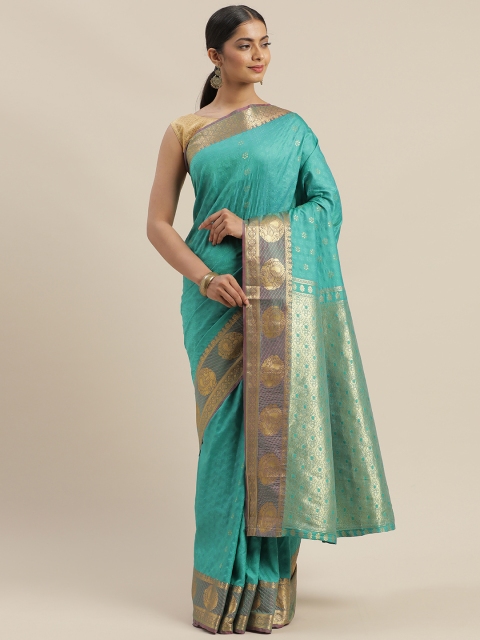

GoSriKi Sea Green & Golden Woven Design Banarasi Saree