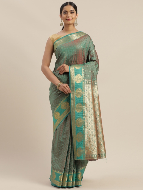 

GoSriKi Grey & Green Woven Design Banarasi Saree