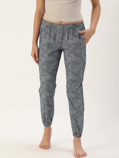 

Clt.s Women Navy Blue Slim Fit Printed Cropped Lounge Joggers