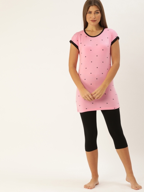 

Clt.s Women Pink & Black Printed Night suit