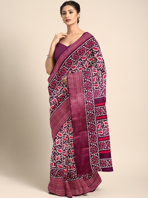 

KALINI Burgundy & Red Printed Saree