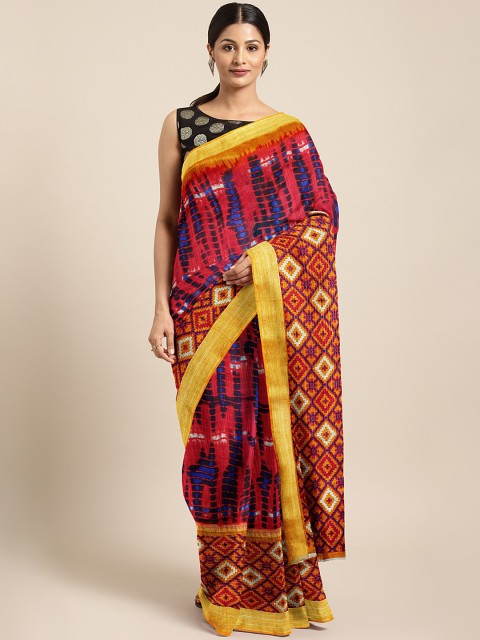 

KALINI Red & Yellow Printed Saree