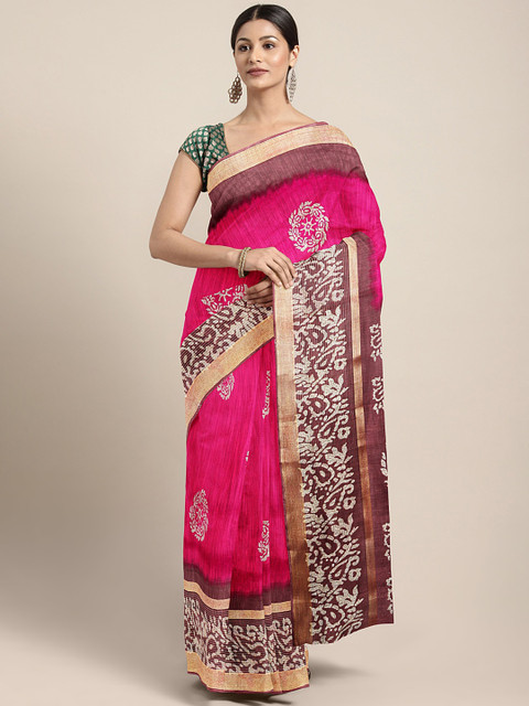 

KALINI Pink & Beige Printed Saree