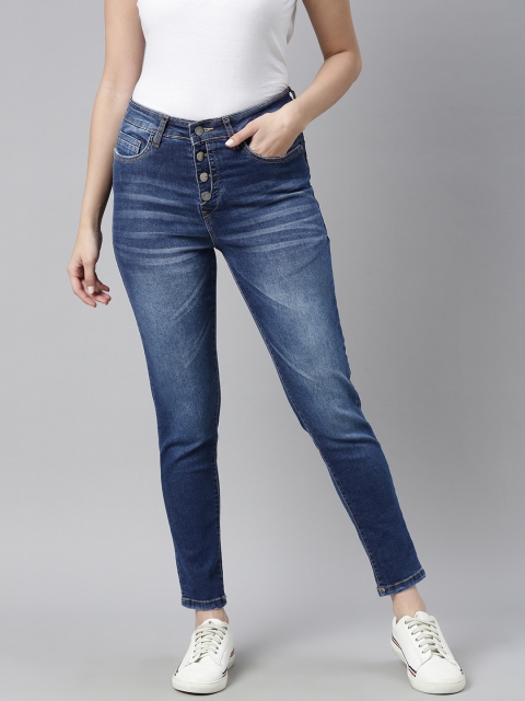 

Mast & Harbour Women Blue Skinny Fit High-Rise Light Fade Stretchable Cropped Jeans