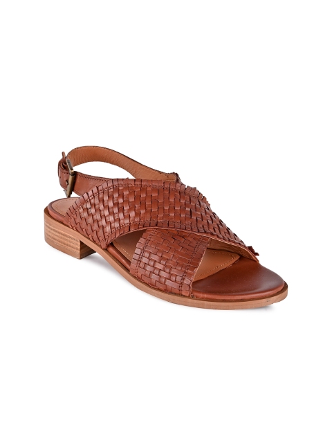 

Hydes N Hues Women Tan Textured Leather Open Toe Flats