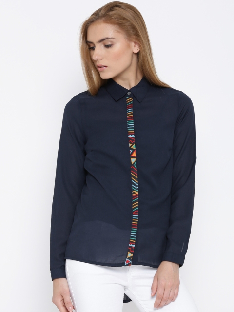 

Vero Moda Navy Polyester Casual Shirt, Navy blue