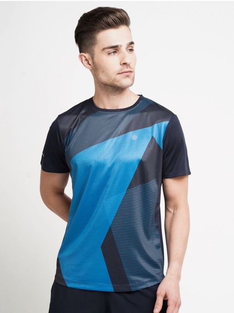 

Cultsport Men Navy Blue & Sky Blue Colourblocked Round Neck T-shirt