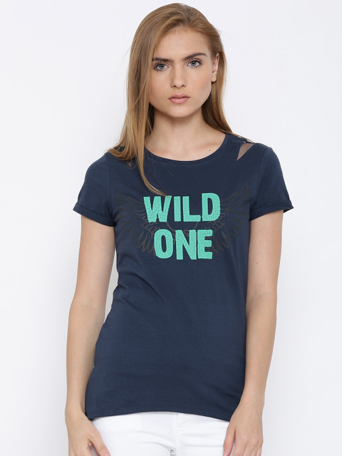 

Vero Moda Navy Printed Top, Navy blue