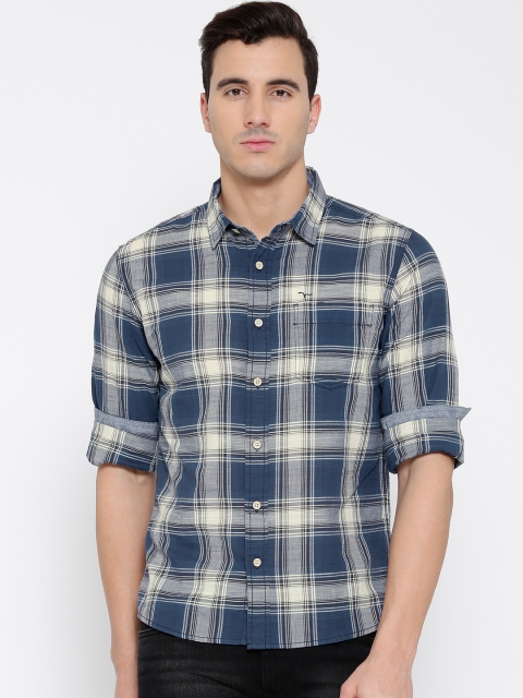 

Flying Machine Navy & Off-White Checked Casual Shirt, Navy blue