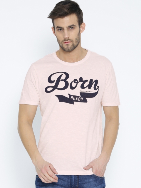 

Flying Machine Pink Printed Pure Cotton T-shirt