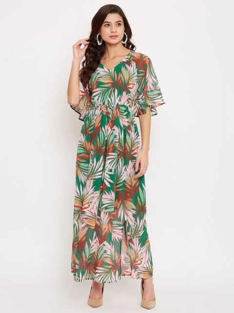 

Ruhaans Women Green Printed Maxi Dress