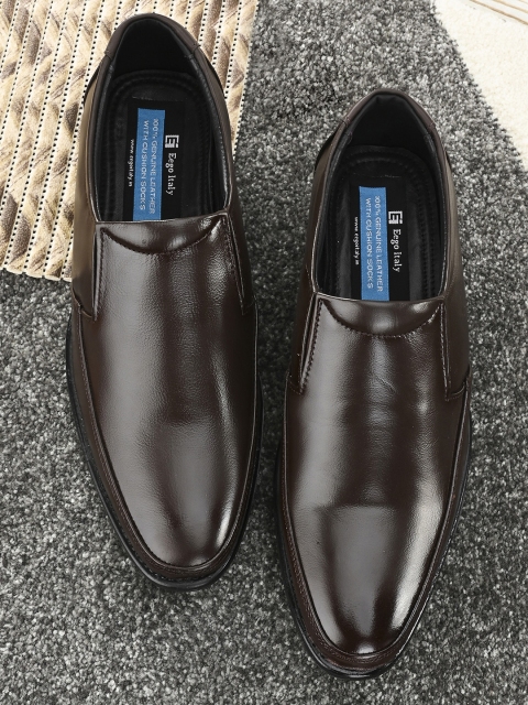 

Eego Italy Men Brown Solid Leather Formal Slip-Ons