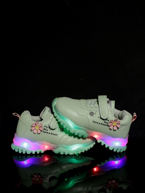 

PASSION PETALS Unisex Green Solid LED Sneakers