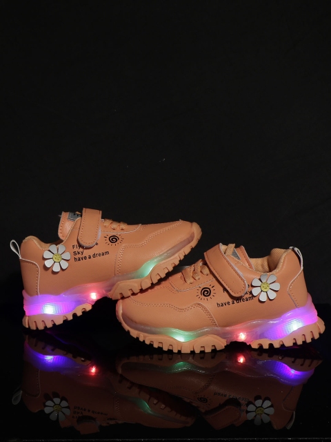 

PASSION PETALS Unisex Orange Printed LED Sneakers