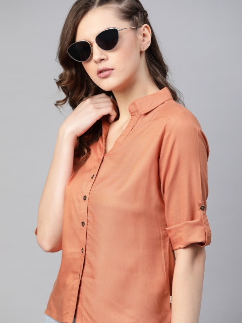 

The Roadster Lifestyle Co Women Sustainable Ecovero Orange Solid Casual Shirt