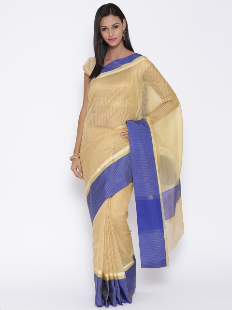 

Jashn Beige Chanderi Cotton Kota Banarasi Traditional Saree