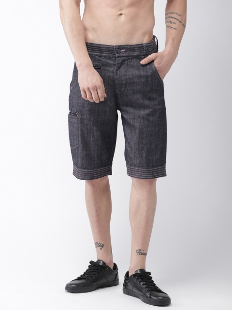 

Flying Machine Men Blue Washed Regular Fit Denim Shorts