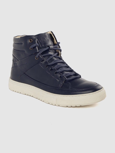 

Roadster Men Navy Blue Solid Mid-Top Sneakers