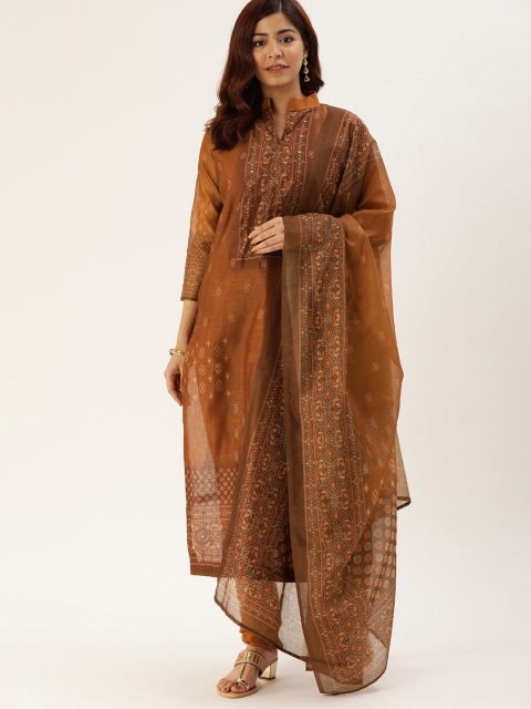 

Shaily Brown Silk Blend Unstitched Dress Material
