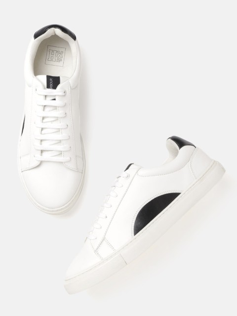 

Mast & Harbour Men White & Black Solid Sneakers