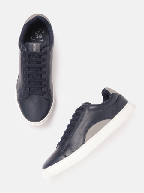 

Mast & Harbour Men Navy Blue & Grey Colourblocked Detail Sneakers