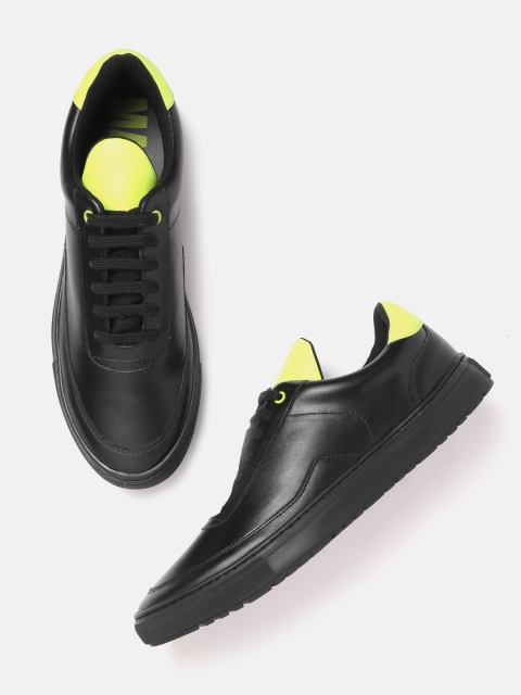 

Mast & Harbour Men Black Solid Sneakers with Colourblocked Detail