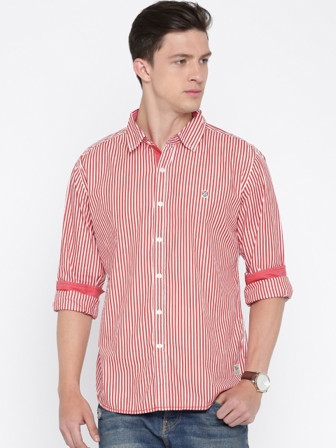 

Flying Machine Men Red & White Striped Casual Shirt