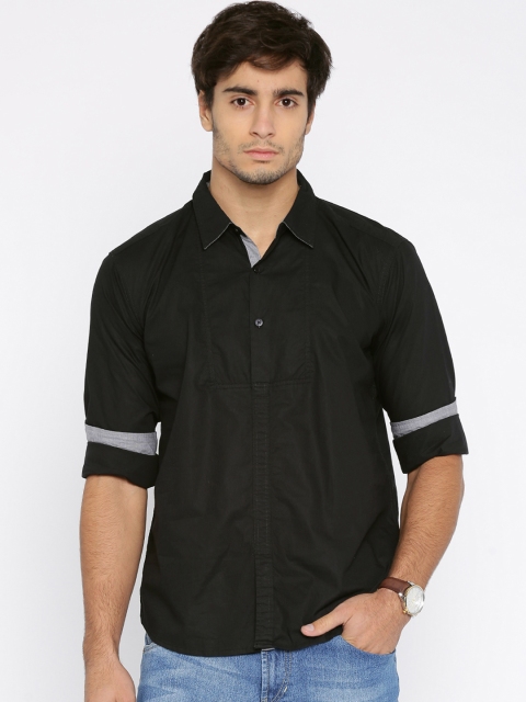 

Flying Machine Men Black Regular Fit Solid Casual Shirt