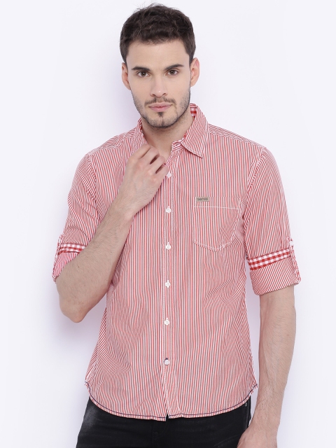 

Flying Machine Men Red Regular Fit Striped Casual Shirt