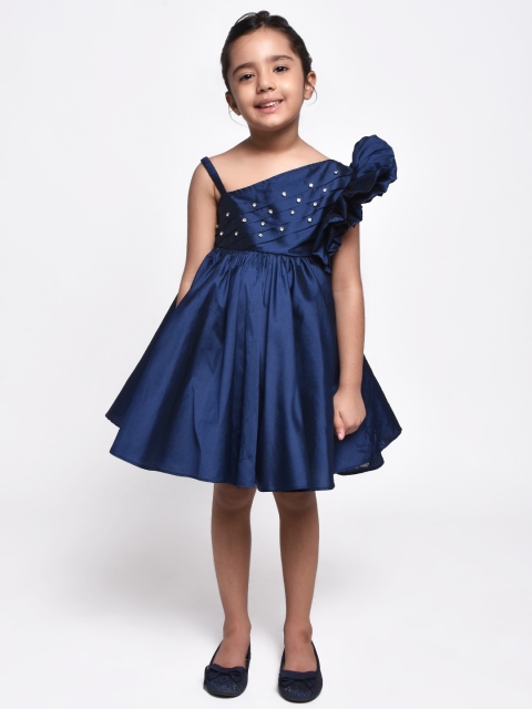 

Jelly Jones Girls Navy Blue Self Design Fit and Flare Dress