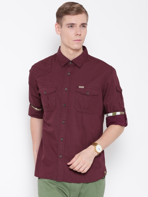 

Flying Machine Burgundy Casual Shirt