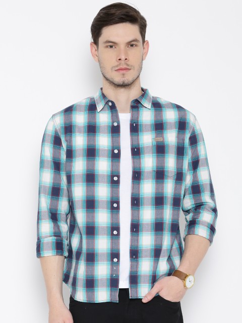 

Flying Machine Navy & White Checked Casual Shirt, Navy blue