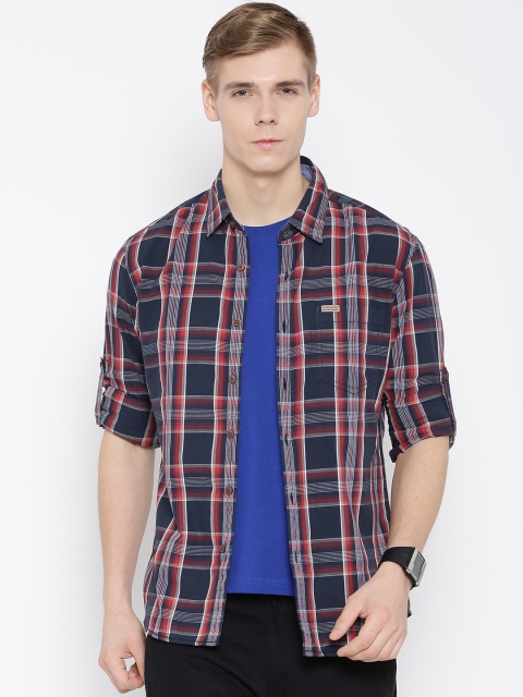 

Flying Machine Navy & Red Checked Casual Shirt, Navy blue