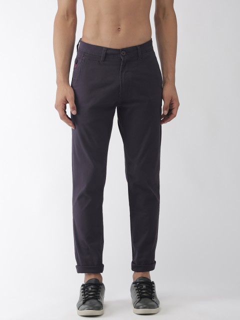 

Flying Machine Men Navy Blue Slim Fit Solid Regular Trousers