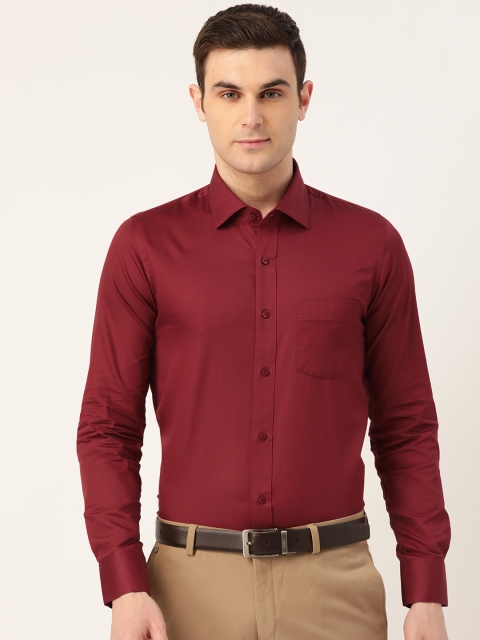 

PORTBLAIR Men Maroon Cotton Classic Regular Fit Solid Formal Shirt