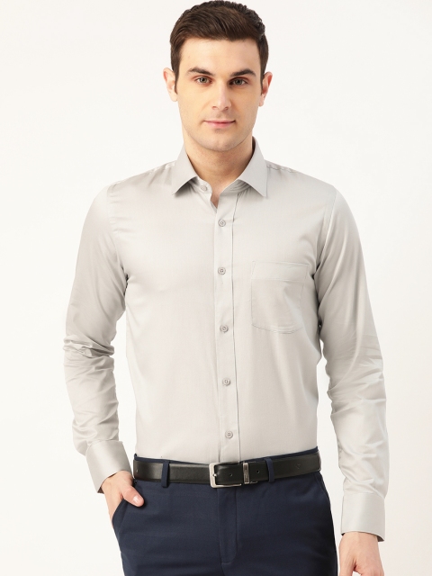 

PORTBLAIR Men Grey Cotton Classic Regular Fit Solid Formal Shirt