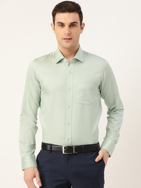 

PORTBLAIR Men Green Cotton Classic Regular Fit Solid Formal Shirt