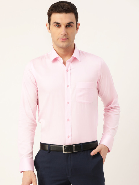 

PORTBLAIR Men Pink Cotton Classic Regular Fit Solid Formal Shirt