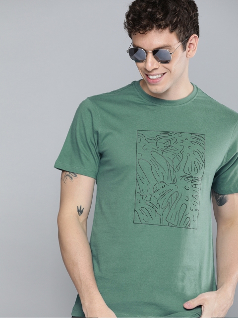

Mast & Harbour Men Green Printed Round Neck T-shirt