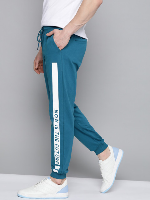 

Mast & Harbour Men Teal Blue Pure Cotton Solid Joggers